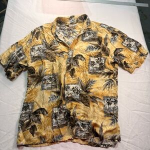 Men's Tropical Print Yellow Shirt